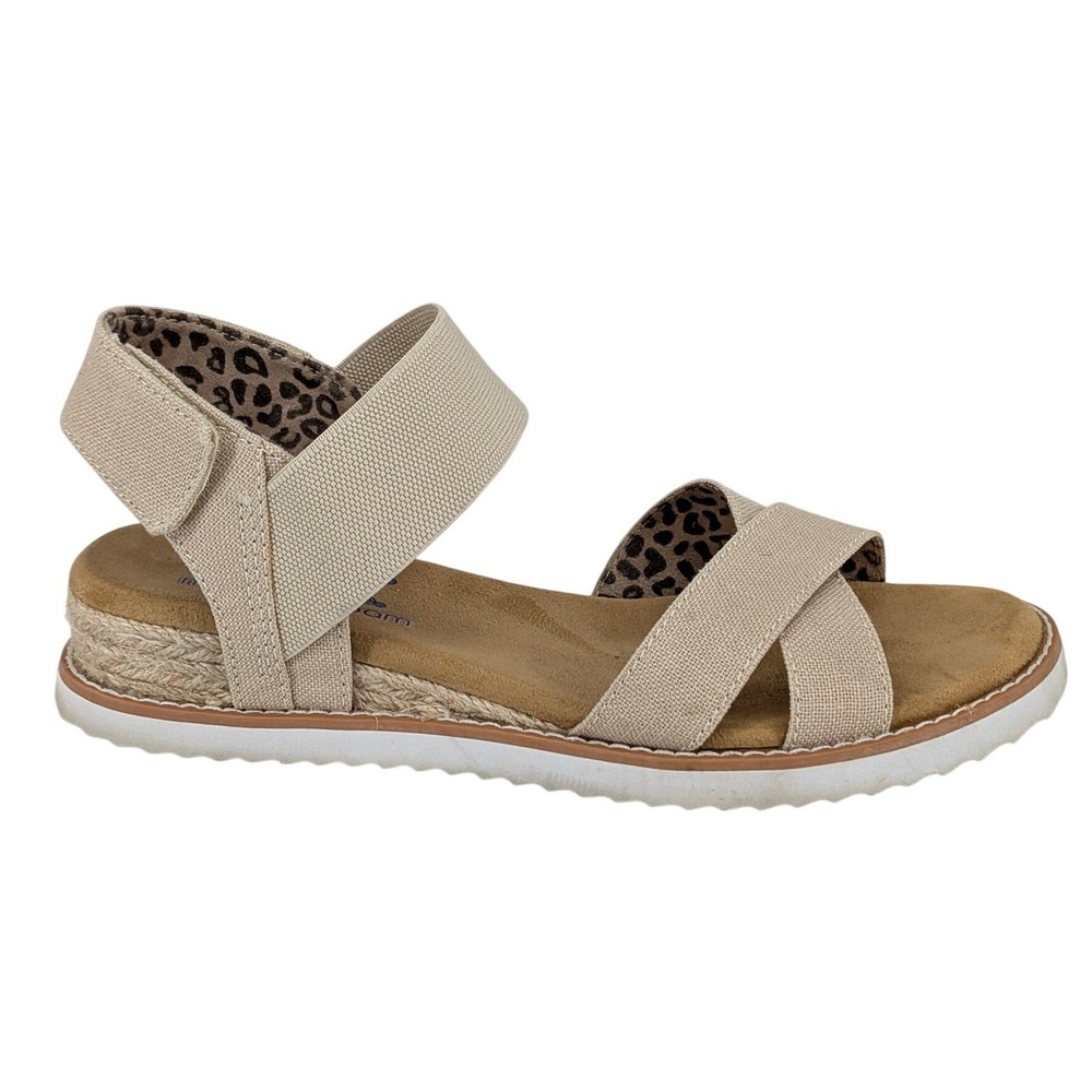 BOBS Skechers Desert Kiss Sandals Natural Beige Wmns 6 Neutral Earthy Espadrille